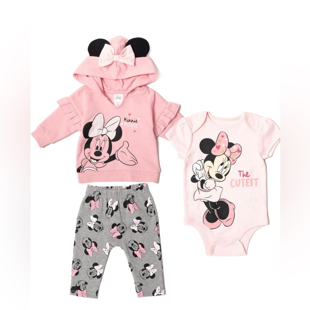 NWT Disney Minnie Mouse 3 Piece Outfit Set (18 Months)